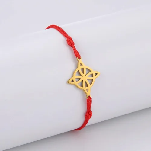 Vista 2 de Caiyao Pulsera para mujer, nudo de bruja celta, pulsera mágica en capas de acero inoxidable, dije de brujería, pulsera mística de doble cuerda