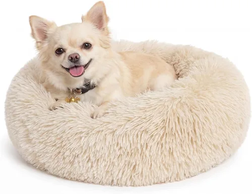 Vista 39 de Cama para perros pequeños, cama calmante para perros pequeños, antiansiedad, cama para cachorros, lavable a máquina, esponjosa, de lujo Verde militar