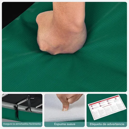 Vista 7 de SONGMICS Replacement Trampoline Safety Pad Mat, 10ft 12ft 14ft 15ft Standard Size, Spring Cover, UV-Resistant, Tear-Resistant, Edge Protection Verde