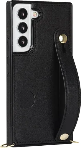 Vista 9 de CCSmall Funda cruzada para Samsung Galaxy S22+ Plus con tarjetero KB negro Correa ajustable de piel sintética extraíble con correa para teléfono
