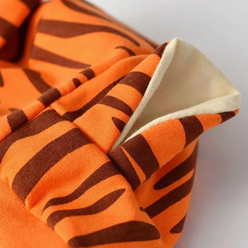 Vista 4 de Chaquetas de otoño e invierno para niños, disfraz de tigre naranja con capucha y cola para bebé, mono para niño