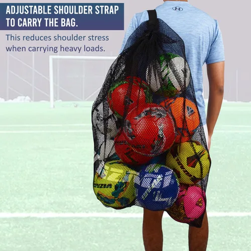 Vista 4 de VIZARI Bolsa de pelota de fútbol – Bolsa de equipo deportivo, bolsa de pelota de malla, bolsa de playa o bolsa de equipo de snorkel con correa