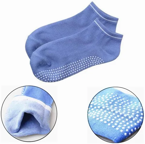 Vista 3 de Juego de 4 pares de calcetines de silicona con agarre de puntos para mujer, calcetines antideslizantes para yoga, fitness, baile, ballet, calcetines