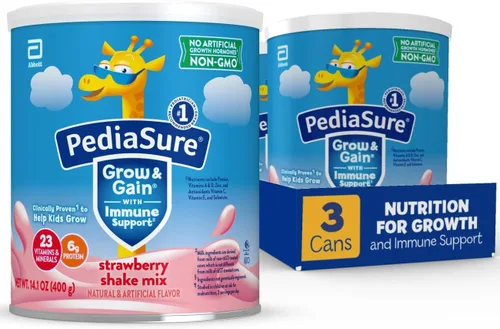 Vista 7 de PediaSure Grow & Gain con apoyo inmunológico, polvo para mezcla de batido, 23 vitaminas y minerales, 6g de proteína, sin OMG, sin gluten, sabor a