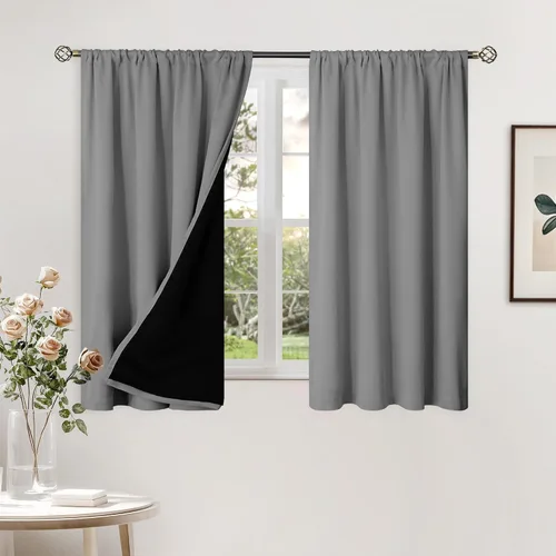 Vista 117 de BGment - Cortinas opacas para sala de estar de 63 pulgadas de largo, juego de 2 paneles, cortinas para oscurecer toda la habitación, cortinas