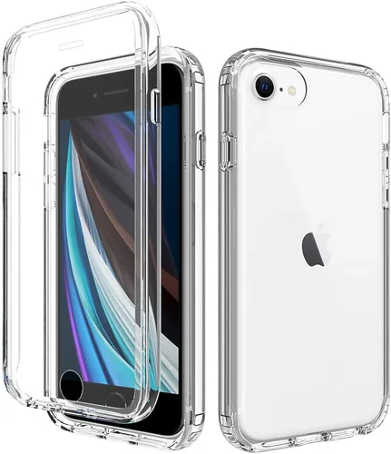 Vista 23 de Funda protectora sólida de cristal resistente de 360° con protector de pantalla compatible con iPhone 7 Plus/8 Plus (5.5 pulgadas), transparente