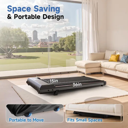 Vista 8 de Incline Walking Pad with Incline 8% & 2.5HP, Quiet Under Desk Treadmill≤35DB for Home Office, Upgraded Portable Treamill with High 350LB Capacity