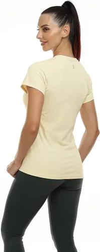 Vista 7 de Icyzone - Camisetas deportivas de cuello en V y manga corta para mujer, ropa de entrenamiento para yoga, correr, acondicionamiento físico y deportes