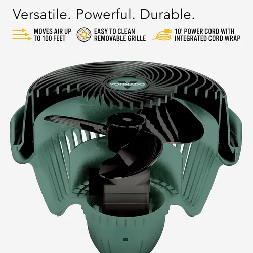 Vista 3 de Vornado Ventilador de taller grande y resistente 293, ventilador eléctrico de 3 velocidades, carcasa de alto impacto, motor con clasificación IP54