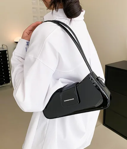 Vista 2 de Bolso de noche para mujer, bolso de mano de cuero, bolso de hombro pequeño, bolso de mano brillante, bolso de mano con asa superior 2023