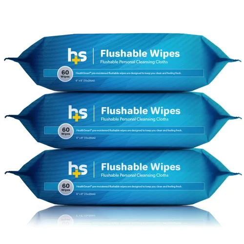 Vista 7 de HealthSmart Toallitas desechables, 72 toallitas en total, suaves con la piel sensible, se desintegran fácilmente, toallitas sin alcohol para adultos