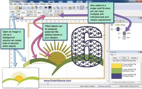 Vista 4 de Embrilliance StitchArtist Nivel 1, software de bordado digitalizado para Mac y PC