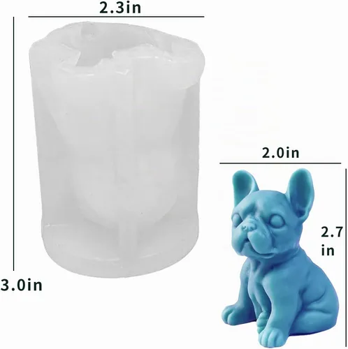 Vista 3 de Moldes de vela 3D Bulldog para hacer velas, molde de silicona con forma de perro para decoración de pasteles de chocolate, lindo animal