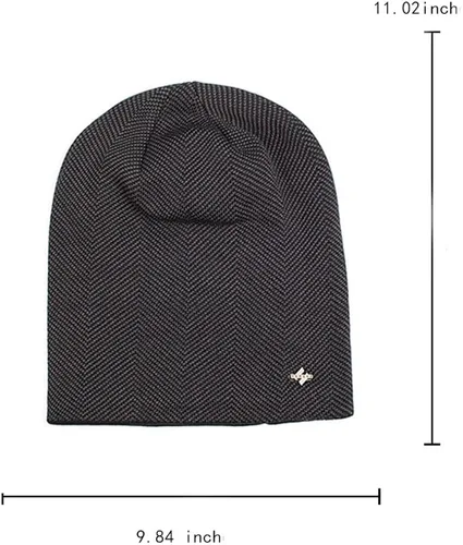 Vista 3 de Gorro unisex de lana de punto Sky Madrid con forro polar frío para hombre, gorro negro