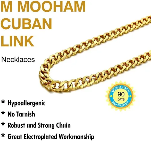 Vista 4 de M MOOHAM - Cadena de eslabones cubanos de acero inoxidable color negro plateado y chapado en oro 1364 932 516 2364 2564 y 1532 pulgadas para hombre