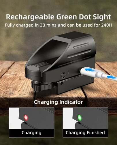 Vista 4 de Rechargeable Red/Green Dot Reflex Sight, Multi-Reticle, Picatinny Rechargeable red/green reflex, Multi-reticle, Picatinny mount, Co-witness
