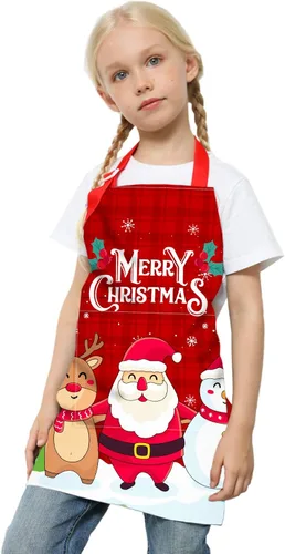 Vista 2 de Fiodrimy Delantales para niños, delantal artístico para niñas, niños, delantal de pintura con bolsillos ajustables para cocinar, hornear y cocinar