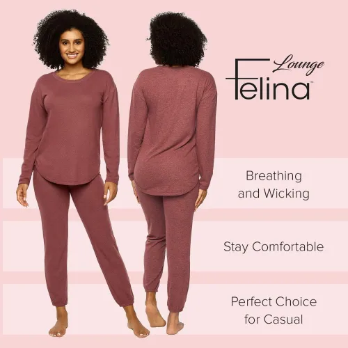Vista 3 de Felina Comfyz Coco Conjunto relajamiento de 2 piezas Jersey cepillado LS Top & Jogger