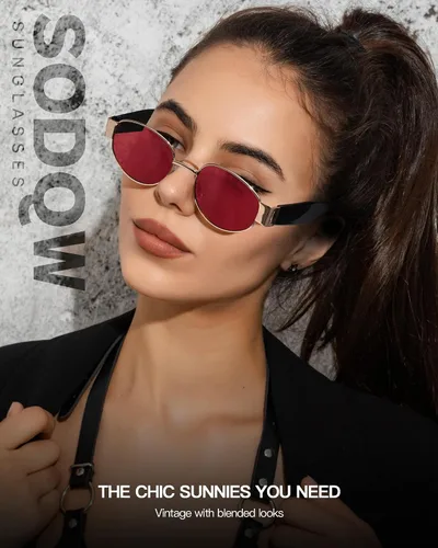 Vista 8 de Lentes de sol ovalados retro para mujer, diseño vintage de los años 90, lentes de sol modernos