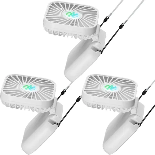 Vista 9 de Hortsun 3 piezas de ventilador portátil de collar a granel, mini ventilador de mano personal recargable por USB, pequeños regalos de refrigeración
