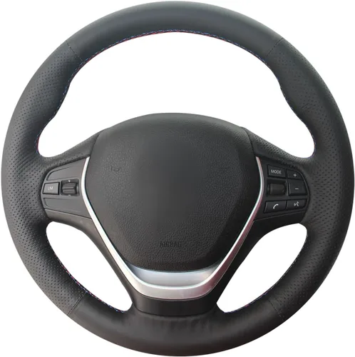 Vista 4 de MEWANT Envoltura de volante de ante negro cosida a mano para BMW 2Series F22 F23 F30 F34 F32 F33 F36 Cubierta de volante DIY