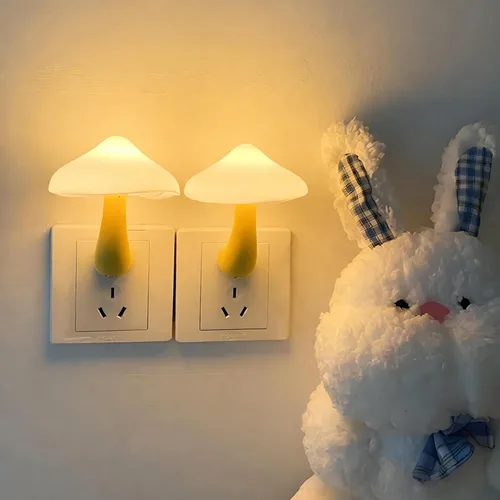 Vista 8 de Luces nocturnas LED con sensor en forma de hongo - 2 unidades, enchufe de pared con 7 colores cambiantes, lámpara mini de ensueño, luz nocturna