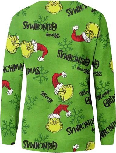 Vista 5 de Segaven Camiseta de manga larga con cuello redondo para mujer, con estampado navideño, casual, holgada