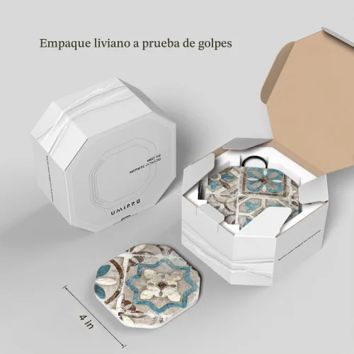 Vista 6 de UMIRRO Posavasos para decoración de mesa de café, posavasos rústicos retro bohemios de granja, tapetes absorbentes para tazas para mesa de madera