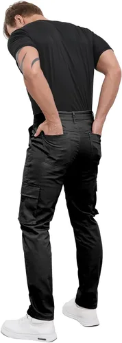 Vista 5 de ALLELMS Pantalones cargo para hombre, ajuste clásico, elásticos, ligeros, casuales para hombre