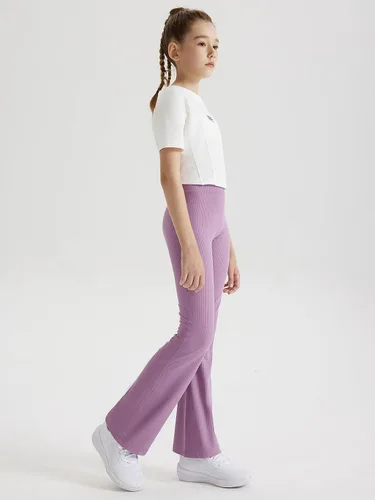 Vista 3 de LaBeca Leggings deportivos para niñas, pantalones de yoga de cintura alta para niños, no se transparentan, leggings de entrenamiento para correr