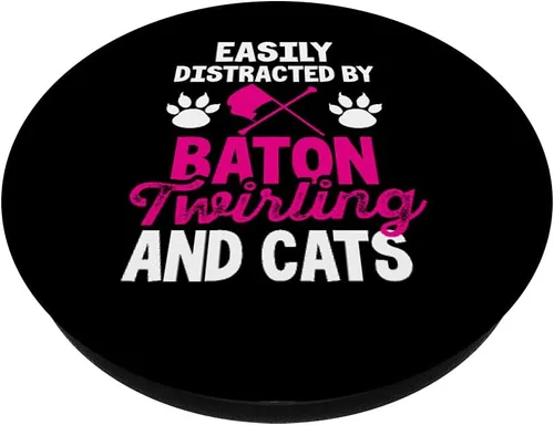 Vista 2 de Fácilmente distraído por Baton Twirling and Cats Majorette Twirl PopSockets intercambiables PopGrip