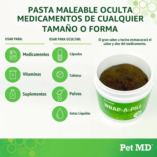 Vista 2 de Pet MD Wrap A Pill Pasta de píldora sabor tocino para perros - 4.2 oz