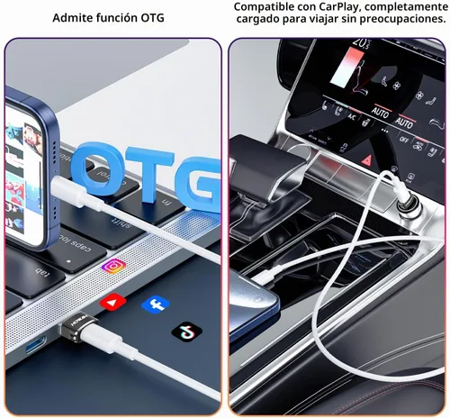 Vista 6 de Paquete de 2 adaptadores USB a USB C, USB 2.0 de carga rápida de transferencia de datos de 480 Mbps, adaptador OTG hembra tipo C a USB 2.0 macho