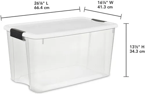 Vista 5 de Sterilite Paquete de 8 bolsas de almacenamiento ultra, recipientes de plástico con tapa, 116 cuartos de galón y 70 cuartos de galón, transparentes