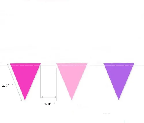 Vista 2 de Banderines de papel con bandera triangular multicolor de 26 pies para decoración colgante de fiesta de boda, 2