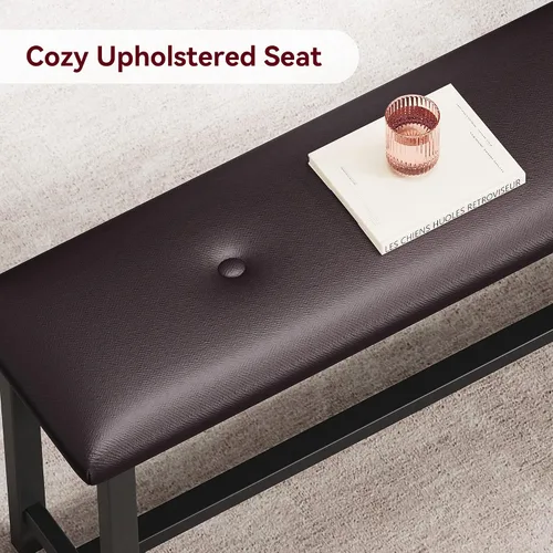 Vista 7 de IDEALHOUSE Juego de mesa de comedor de 3 piezas, mesa de cocina y bancos para 4, juego de mesa de comedor rectangular con 2 bancos tapizados, juego