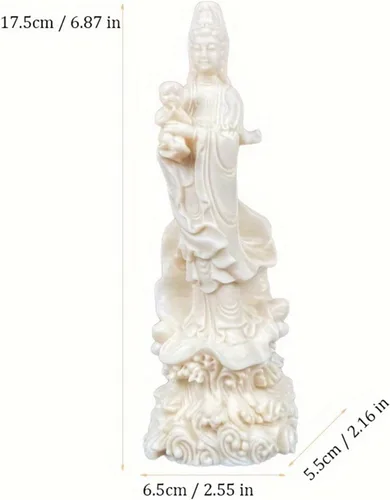 Vista 2 de Estatua de guanyin de Buda bebé de 7.09 pulgadas, estatua de quanyin de la divinidad de la misericordia para decoración de oficina en casa, estatua