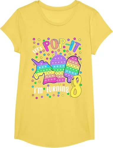 Vista 37 de Let's Pop-it I'm turning 8 Colorful 8th Birthday - Camiseta para niña, Negro