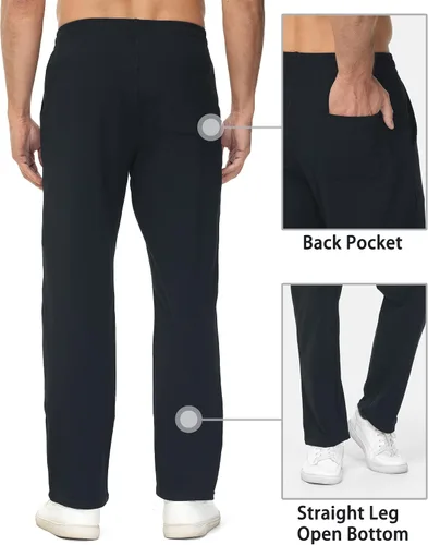 Vista 2 de HARTPOR Pantalones deportivos para hombre, pantalones deportivos de yoga, casuales, holgados, con bolsillos, pierna recta