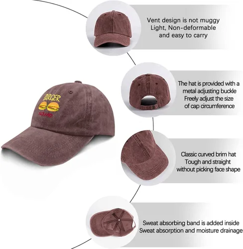 Vista 6 de Mens Baseball Hats Hamburger Cap for Womens Beach Baseball Hats Trendy Burgerr Squad Visor Hat