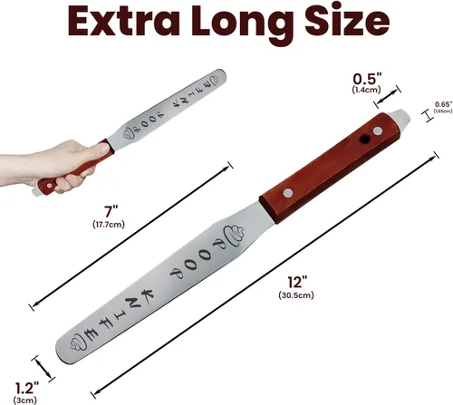Vista 4 de Cuchillo para caca, cuchillo de caca de metal duradero de 12 pulgadas para bloque de inodoro, mango de madera extra largo, palo de caca, broma