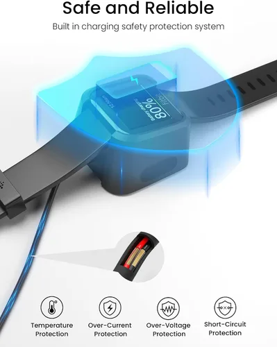 Vista 4 de Sinoacc Cargador de 3.3 pies/3.3 ft para Fitbit Versa 1/Lite/SE Cable de carga de repuesto para reloj inteligente