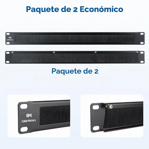 Vista 7 de Cable Matters Paquete de 2 paneles de cepillos de montaje en rack de 1U