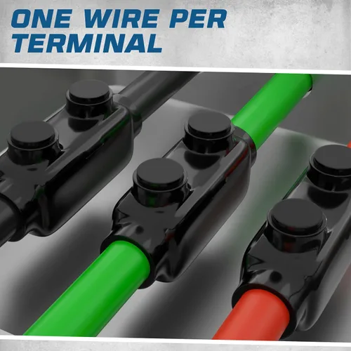Vista 5 de OHLECTRIC Conector de empalme en línea - 2/0-6 AWG - Conector aislado negro - Tornillo hexagonal Allen 3/16 - Revestimiento resistente