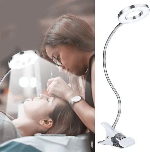 Vista 6 de lámpara, USB círculo maquillaje lámpara ceja labio salón de belleza escritorio Led luces con clip