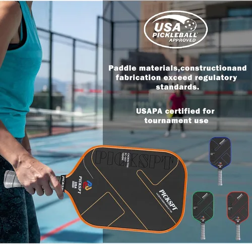 Vista 5 de USAPA Approved Pickleball Paddles: 3K/T700 Carbon Fiber Surface, Polypropylene Core, Lightweight (7.8-8oz), with Pro Bundle (Balls, Grips, Bag) &