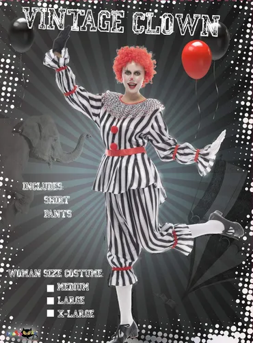 Vista 2 de Disfraz de payaso de circo espeluznante de Halloween para mujer de EraSpooky Multicolorido