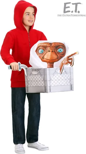 Vista 2 de Boys E.T. the Extra Terrestrial Eliott Costume Kids Red Zip Up Hoodie Costume