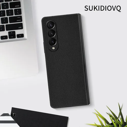 Vista 6 de Para Samsung Galaxy Z Fold 5 Etiqueta engomada del teléfono Skin Wrap Tira de cuero 3M Ultra Delgado Ultraligero Etiqueta Protector de Vidrio
