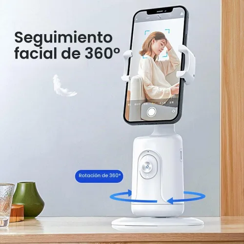 Vista 3 de Smart 360° Auto Face Tracking Gimbal Desktop Selfie Stabilizer Robot Camaraman con lente ajustable Base estable Soporte de teléfono para Smartphone